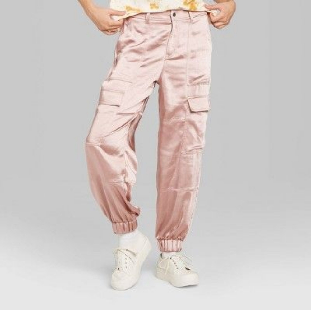 Wild Fable Pink Satin Cargo Pants